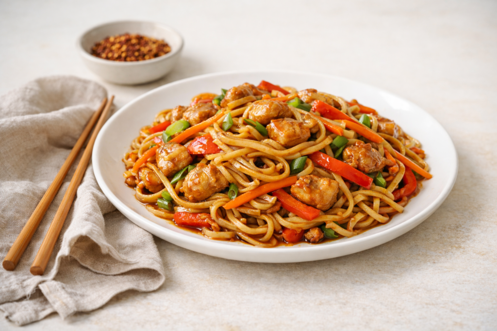 sticky-honey-soy-kipnoedels