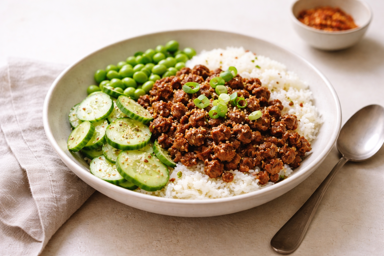 Korean Beef Bowl met Edamame (20 minuten)