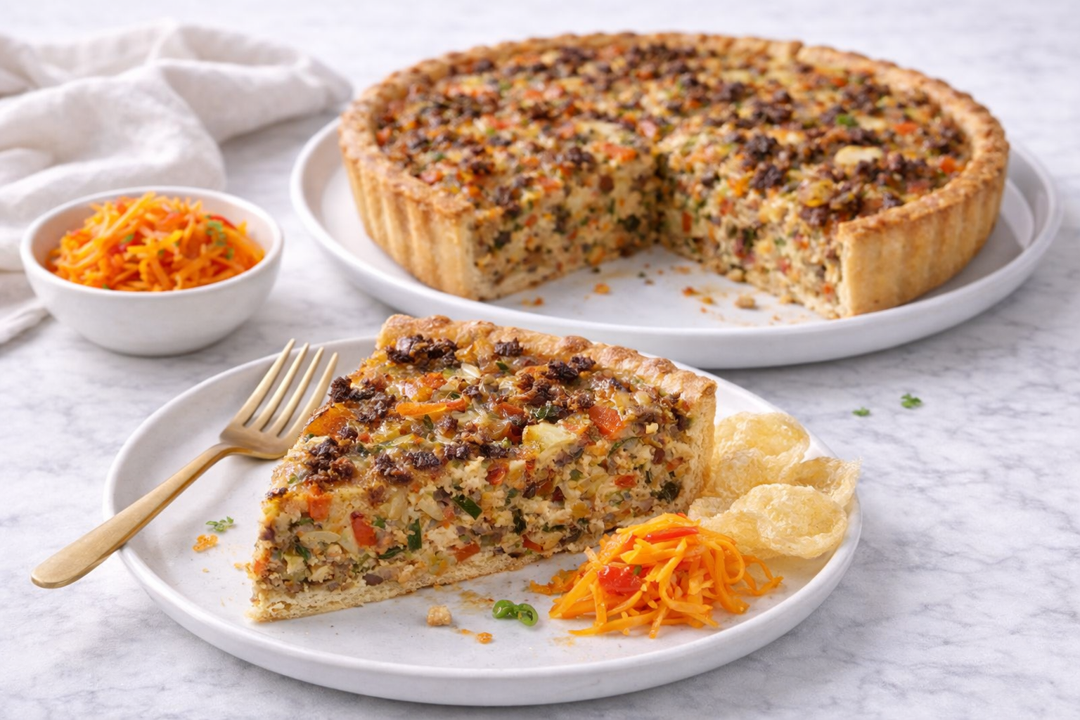 Hartige nasi taart met gehakt (zonder rijst)