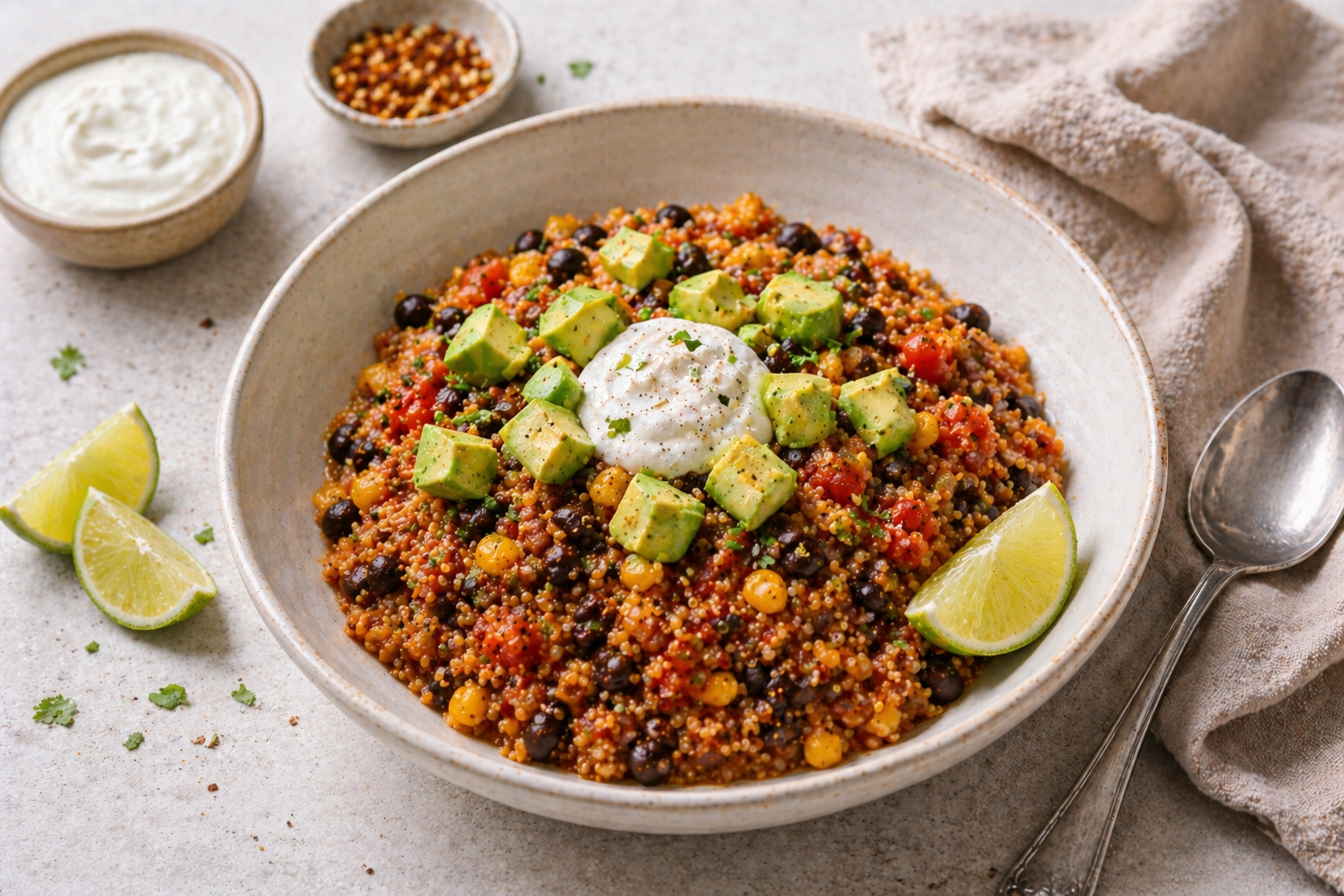 Snelle Mexicaanse quinoa uit één pan